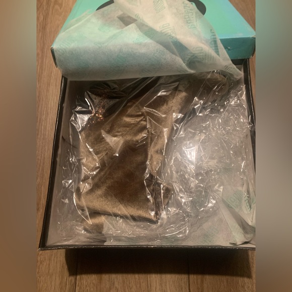 Chocolate Brown Two Tone Velvet Boot w/Studded chunky heel & Silk Bow tie back - Picture 9 of 10